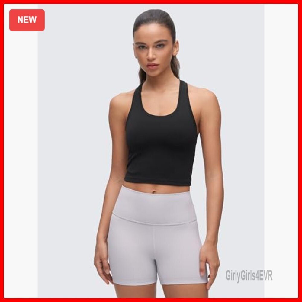 Butterluxe Crop Tank Top - Yoga Workout Athletic Tight Fit Racerback - Picture 2 of 6